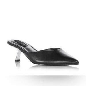 NWT AQUA Women's Milee Black Pointed Toe Slip On Silver Heel from Bloomingdales